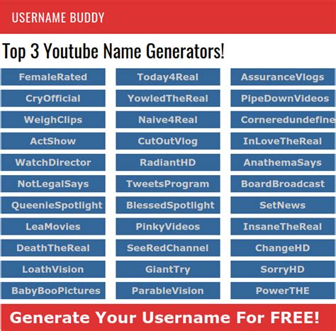 username YouTube generator